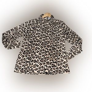 Women’s Brown Animal Print/Leopard Long Sleeves Blouse Shirt Size:M